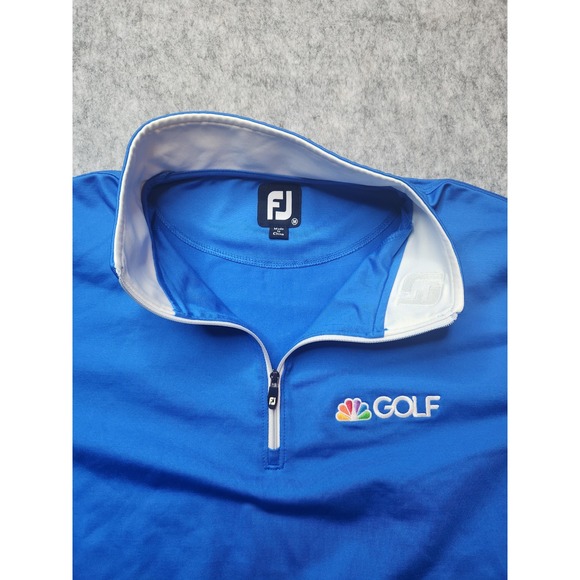 FootJoy Golf Pullover Mens Medium Blue Quarter Zip Tour Issue NBC Sports Logo - Picture 3 of 10